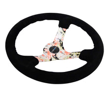 Load image into Gallery viewer, NRG Steering Wheels (350mm, 3" Deep Dish) Suede 5mm Spoke Reinforced Wheel - Black / Camo / Floral Alternate Image