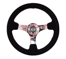 Load image into Gallery viewer, NRG Steering Wheels (350mm, 3" Deep Dish) Suede 5mm Spoke Reinforced Wheel - Black / Camo / Floral Alternate Image