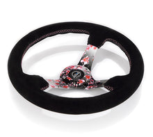 Load image into Gallery viewer, NRG Steering Wheels (350mm, 3" Deep Dish) Suede 5mm Spoke Reinforced Wheel - Black / Camo / Floral Alternate Image