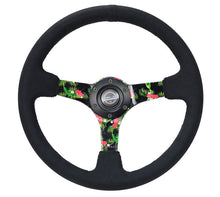 Load image into Gallery viewer, NRG Steering Wheels (350mm, 3" Deep Dish) Suede 5mm Spoke Reinforced Wheel - Black / Camo / Floral Alternate Image