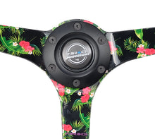 Load image into Gallery viewer, NRG Steering Wheels (350mm, 3" Deep Dish) Suede 5mm Spoke Reinforced Wheel - Black / Camo / Floral Alternate Image