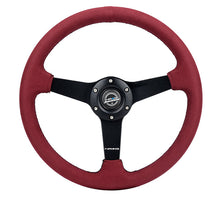 Load image into Gallery viewer, NRG Flat Steering Wheels (Leather / Suede / Alcantara - 350mm) Matte Black / M3 Style / Perforated Leather / Burgundy RST-037MB Alternate Image