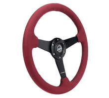 Load image into Gallery viewer, NRG Flat Steering Wheels (Leather / Suede / Alcantara - 350mm) Matte Black / M3 Style / Perforated Leather / Burgundy RST-037MB Alternate Image