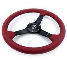 Load image into Gallery viewer, NRG Flat Steering Wheels (Leather / Suede / Alcantara - 350mm) Matte Black / M3 Style / Perforated Leather / Burgundy RST-037MB Alternate Image