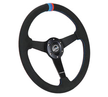 Load image into Gallery viewer, NRG Flat Steering Wheels (Leather / Suede / Alcantara - 350mm) Matte Black / M3 Style / Perforated Leather / Burgundy RST-037MB Alternate Image