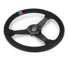 Load image into Gallery viewer, NRG Flat Steering Wheels (Leather / Suede / Alcantara - 350mm) Matte Black / M3 Style / Perforated Leather / Burgundy RST-037MB Alternate Image