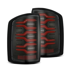 AlphaRex LED Tail Lights GMC Sierra (14-18) LUXX Series - Alpha-Black / Black / Black-Red