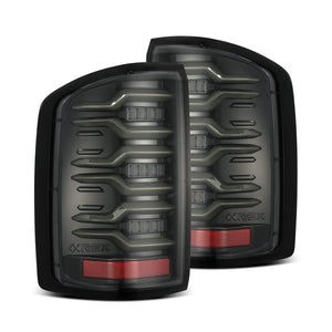 AlphaRex LED Tail Lights GMC Sierra (14-18) LUXX Series - Alpha-Black / Black / Black-Red