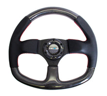 Load image into Gallery viewer, NRG Carbon Fiber Steering Wheel (320mm, Flat Bottom) Matte / Shiny / Leather Grips ST-009 - Leather Grips w/ Red Stitch Alternate Image