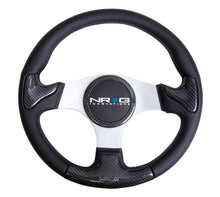 Load image into Gallery viewer, NRG Carbon Fiber Steering Wheel (350mm) Rubber Horn - Black or Silver Spokes ST-014 - Silver Spoke Alternate Image