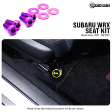 Load image into Gallery viewer, Fast Turn Fittings Seat Hardware Kit for Subaru WRX (2022-2026) Titanium - Cosmic Burn / Blue / Black / Purple / Gold / Polished / Oil Slick Alternate Image