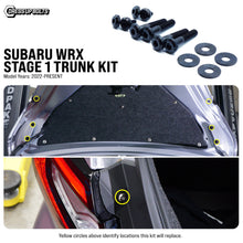 Load image into Gallery viewer, Fast Turn Fittings Trunk Hardware Kit for Subaru WRX (2022-2026) Titanium Stage 1 - Black / Blue / Gold / Polished / Purple / Cosmic Burn Alternate Image