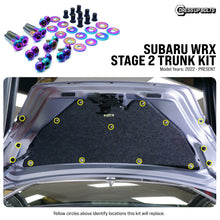 Load image into Gallery viewer, Fast Turn Fittings Trunk Hardware Kit for Subaru WRX (2022-2026) Titanium Stage 2 - Cosmic Burn / Black / Blue / Gold / Polished / Purple Alternate Image