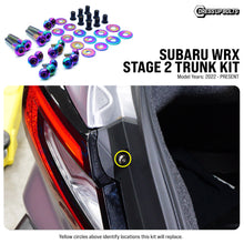 Load image into Gallery viewer, Fast Turn Fittings Trunk Hardware Kit for Subaru WRX (2022-2026) Titanium Stage 2 - Cosmic Burn / Black / Blue / Gold / Polished / Purple Alternate Image