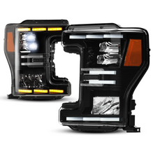 Load image into Gallery viewer, Winjet Projector Headlights for Ford F250 / F350 / F450 / F550 (2017-2019) Full LED with Sequential Turn Signal - Black or Chrome Housing CHRNG0670 - Black Alternate Image
