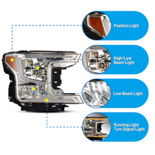 Load image into Gallery viewer, Winjet Projector Headlights for Ford F150 (2018-2020) Full LED with Sequential Turn Signal, DRL - Black or Chrome Housing CHRNG0671 Alternate Image
