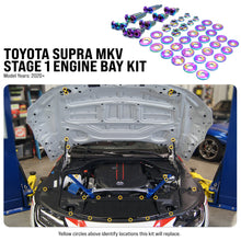 Load image into Gallery viewer, Fast Turn Fittings Engine Bay Hardware Kit for Toyota Supra MKV (2020-2026) Titanium Stage 1 - Cosmic Burn / Blue / Gold / Polished / Purple / Black / Oil Slick Alternate Image
