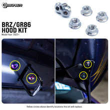 Load image into Gallery viewer, Fast Turn Fittings Hood Hardware Kit for Toyota GR86 / Subaru BRZ (2022-2026) Titanium - Polished / Black / Blue / Cosmic Burn / Gold / Oil Slick / Purple Alternate Image