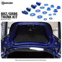 Load image into Gallery viewer, Fast Turn Fittings Trunk Hardware Kit for Toyota GR86 / Subaru BRZ (2022-2026) Titanium - Blue / Gold / Cosmic Burn / Polished / Black / Purple / Oil Slick Alternate Image
