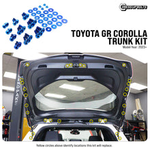 Load image into Gallery viewer, Fast Turn Fittings Trunk Hardware Kit for Toyota GR Corolla (2023-2026) Titanium - Cosmic Burn / Blue / Black / Purple / Gold / Polished Alternate Image