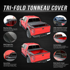 DNA Tonneau Cover Dodge Ram 1500 (2002-2018) Classic (2019-2023) 6.5' Bed Soft Tri-Fold Adjustable - Black