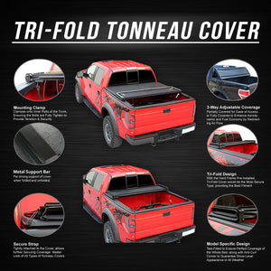DNA Tonneau Cover Ford F250/F350/F450 Super Duty (2015-2019) 8' Bed Soft Tri-Fold Adjustable - Black