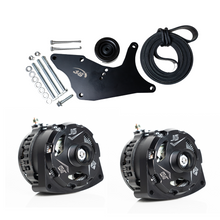 Load image into Gallery viewer, JS Alternators Dual Alternator Bracket Kit for Chevy 4.8L / 5.3L / 6.0L / 6.2L V8 Vortec Engines (1999-2013) with 2 Alternators High Output 250 / 320 / 370 / 400 amp Alternate Image