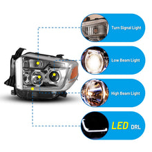 Load image into Gallery viewer, Winjet Projector Headlights Toyota Tundra (2014-2021) DRL LED - Black or Chrome with Clear Lens - Black Alternate Image