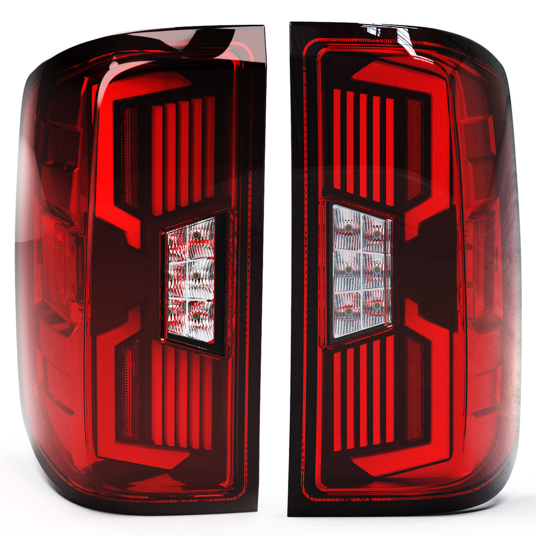 Winjet V2 Renegade LED Tail Lights Chevy Silverado 1500 (14-18) 2500HD/3500HD (15-19) w/ LED Lightbars & Sequential Turn Signals