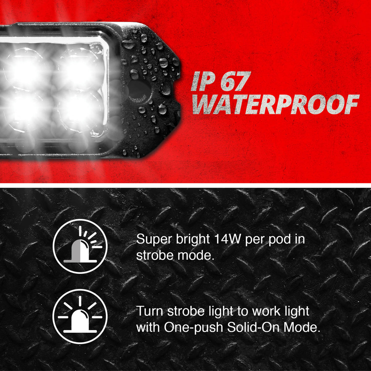 XKGlow Strobe Pod Lights w/ Traffic Modes Ultra Bright LEDs + Solid On