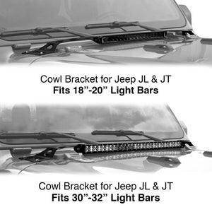 XKGlow Cowl Light Bar Bracket for Jeep Gladiator JT & Wrangler JL - 30-32" or 18-20"