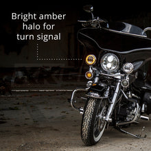 Load image into Gallery viewer, XKGlow Motorcycle Driving Lights 4.5" w/ Amber Halo (2pc) Black or Chrome - Black Alternate Image
