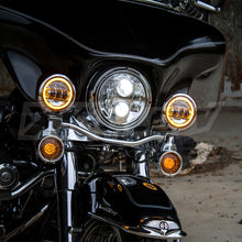 Load image into Gallery viewer, XKGlow Motorcycle Driving Lights 4.5" w/ Amber Halo (2pc) Black or Chrome - Black Alternate Image