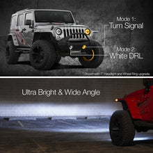 Load image into Gallery viewer, XKGlow 4" Black RGB LED Fog Light w/ XKchrome Bluetooth App Controlled Kit - Jeep Wrangler JK or JL Alternate Image