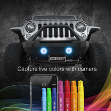Load image into Gallery viewer, XKGlow 4" Black RGB LED Fog Light w/ XKchrome Bluetooth App Controlled Kit - Jeep Wrangler JK or JL Alternate Image