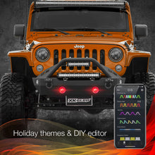 Load image into Gallery viewer, XKGlow 4" Black RGB LED Fog Light w/ XKchrome Bluetooth App Controlled Kit - Jeep Wrangler JK or JL Alternate Image