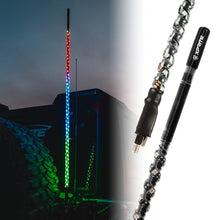 Load image into Gallery viewer, Xprite 4ft CB Radio Antenna with Spiral LED Whip Light - Amber or RGB Alternate Image
