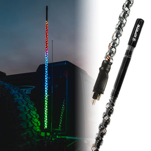 Xprite 4ft CB Radio Antenna with Spiral LED Whip Light - Amber or RGB