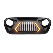 Load image into Gallery viewer, Xprite Front Grill Jeep Wrangler JK (2007-2018) JL (2018-2024) w/ LED Turn Signal Lights - Matte Black / Shark Grille Alternate Image