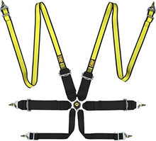 Load image into Gallery viewer, OMP First 3" / 3" + 2" Pull Up Racing Harness [FIA 8853-2016] Black or Red - 3" + 2" / Black/Fluo Yellow Alternate Image