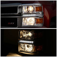 Load image into Gallery viewer, DNA Projector Headlights for Chevy Silverado 1500 (2014-2015) Chrome or Black Housing with Clear Lens Alternate Image