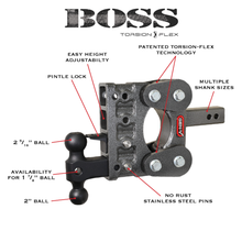 Load image into Gallery viewer, Gen-Y Hitch The Boss Torsion-Flex 10K Drop Hitch (2″ or 2.5″ Shank) 5" / 7.5" / 10" Drop - 2" Receiver / 5" Drop / Dual-Ball Mount Alternate Image