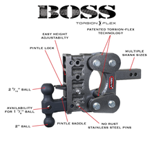 Load image into Gallery viewer, Gen-Y Hitch The Boss Torsion-Flex 21K Drop Hitch (2.5″ or 3" Shank) 6" / 9" / 12" / 15" / 18" / 21" Drop - 2.5" / 6" Drop / Dual-Ball Mount Alternate Image