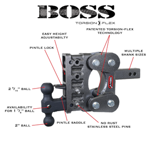 Gen-Y Hitch The Boss Torsion-Flex 32K Drop Hitch (2.5″ or 3" Shank) 6" or 9"  Drop