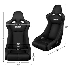 BRAUM Venom-R Fixed Back Bucket Seat [Carbon Fiber] Black or Red Cloth