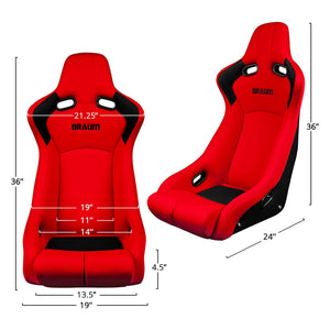 BRAUM Venom-R Fixed Back Bucket Seat [Carbon Fiber] Black or Red Cloth