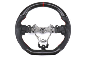 OLM Steering Wheel Subaru WRX / STI (15-20) [Carbon Pro 12R] Leather / Carbon w/ Red Stripe