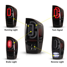 Load image into Gallery viewer, Winjet Sequential LED Tail Lights Toyota Tacoma 3rd Gen (2016-2023) Black With Clear / Smoked / Red Lens - Gloss Black / Clear Alternate Image