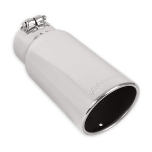 Flowmaster Exhaust Tip (4" Inlet / 5" Dia. Rolled Angle SS / 12" Long) Clamp On - Polished / Black