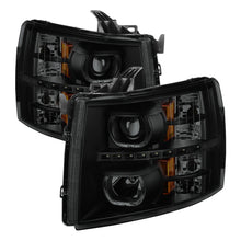 Load image into Gallery viewer, Xtune Projector Headlights Chevy Silverado 1500/2500/3500 (07-13) [Halo DRL - Halogen Model] Black or Chrome w/ Amber Turn Signal - Black Smoke Alternate Image